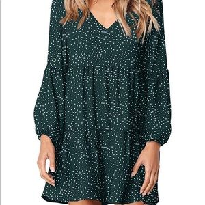 Dark Green Pokadot Dress